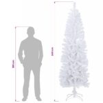 vidaXL Umelý chudý vianočný strom 240 cm PVC a oceľ Biela – Obrázok 8