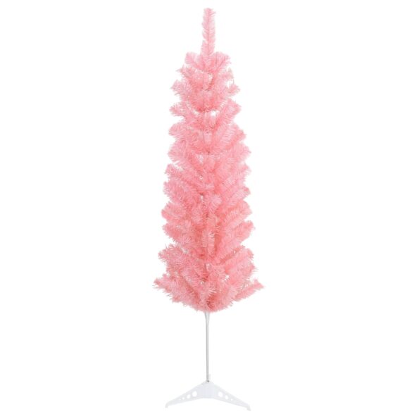vidaXL Umelý chudý vianočný strom 150 cm PVC a oceľ Ružová – Obrázok 3