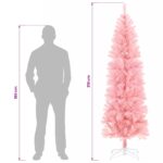 vidaXL Umelý chudý vianočný strom 210 cm PVC a oceľ Ružová – Obrázok 8