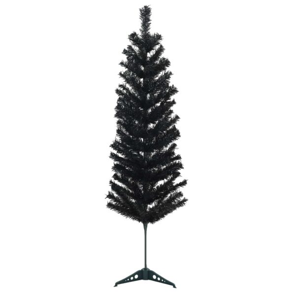 vidaXL Umelý chudý vianočný strom 120 cm PVC a oceľ Čierna – Obrázok 3