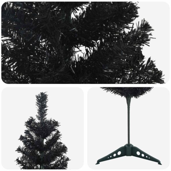 vidaXL Umelý chudý vianočný strom 120 cm PVC a oceľ Čierna – Obrázok 4