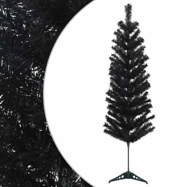 vidaXL Umelý chudý vianočný strom 150 cm PVC a oceľ Čierna – Obrázok 2