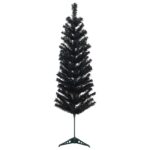 vidaXL Umelý chudý vianočný strom 150 cm PVC a oceľ Čierna – Obrázok 3