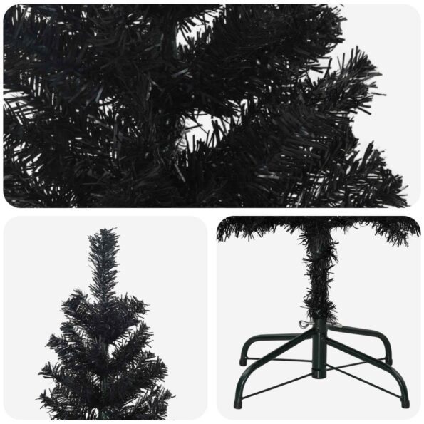 vidaXL Umelý chudý vianočný strom 180 cm PVC a oceľ Čierna – Obrázok 4