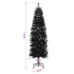 vidaXL Umelý chudý vianočný strom 180 cm PVC a oceľ Čierna – Obrázok 7