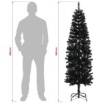 vidaXL Umelý chudý vianočný strom 180 cm PVC a oceľ Čierna – Obrázok 8