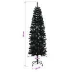 vidaXL Umelý chudý vianočný strom 210 cm PVC a oceľ Čierna – Obrázok 7