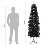 vidaXL Umelý chudý vianočný strom 210 cm PVC a oceľ Čierna – Obrázok 8