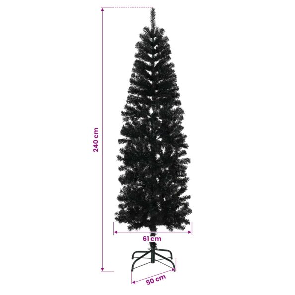 vidaXL Umelý chudý vianočný strom 240 cm PVC a oceľ Čierna – Obrázok 7