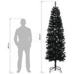 vidaXL Umelý chudý vianočný strom 240 cm PVC a oceľ Čierna – Obrázok 8