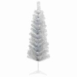 vidaXL Umelý chudý vianočný strom 150 cm PVC a oceľ Strieborná – Obrázok 3
