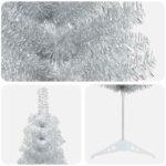 vidaXL Umelý chudý vianočný strom 150 cm PVC a oceľ Strieborná – Obrázok 4