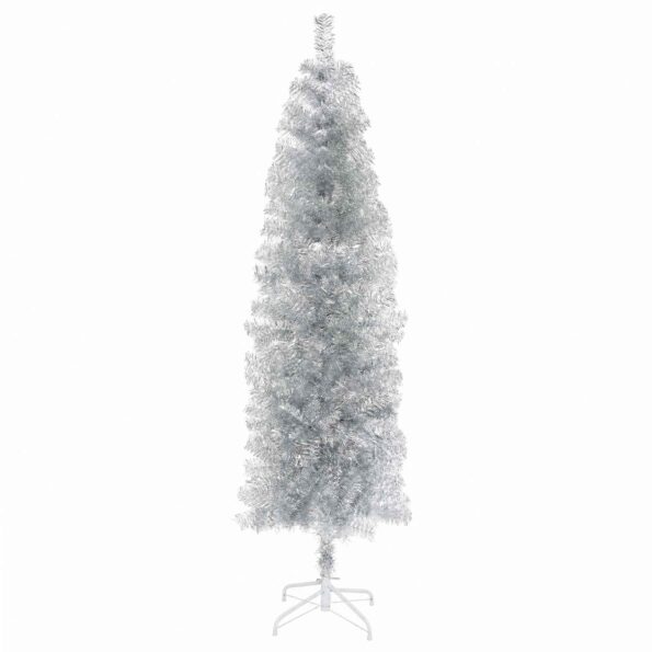 vidaXL Umelý chudý vianočný strom 180 cm PVC a oceľ Strieborná – Obrázok 3
