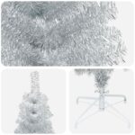 vidaXL Umelý chudý vianočný strom 180 cm PVC a oceľ Strieborná – Obrázok 4