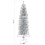 vidaXL Umelý chudý vianočný strom 180 cm PVC a oceľ Strieborná – Obrázok 7