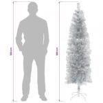 vidaXL Umelý chudý vianočný strom 180 cm PVC a oceľ Strieborná – Obrázok 8
