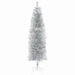 vidaXL Umelý chudý vianočný strom 240 cm PVC a oceľ Strieborná – Obrázok 3