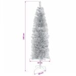 vidaXL Umelý chudý vianočný strom 240 cm PVC a oceľ Strieborná – Obrázok 7