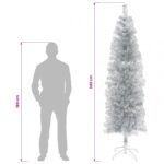 vidaXL Umelý chudý vianočný strom 240 cm PVC a oceľ Strieborná – Obrázok 8