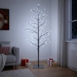 vidaXL Vianočná mikro breza Čierna 120 cm Oceľ 279 LED – Obrázok 3