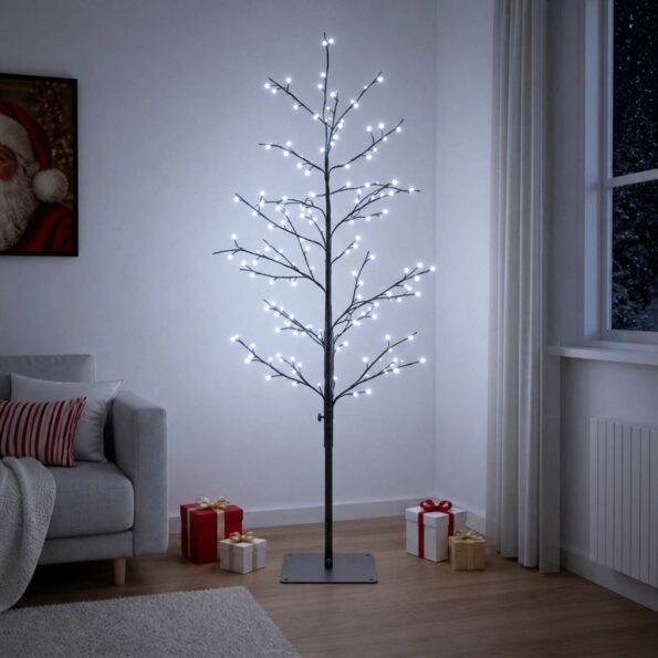 vidaXL Vianočná mikro breza Čierna 120 cm Oceľ 279 LED – Obrázok 3