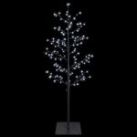 vidaXL Vianočná mikro breza Čierna 120 cm Oceľ 279 LED – Obrázok 4