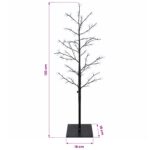 vidaXL Vianočná mikro breza Čierna 120 cm Oceľ 279 LED – Obrázok 7