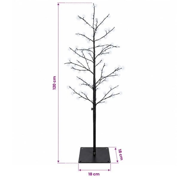 vidaXL Vianočná mikro breza Čierna 120 cm Oceľ 279 LED – Obrázok 7