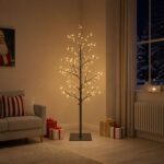 vidaXL Vianočná mikro breza Čierna 150 cm Oceľ 360 LED