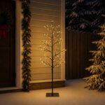 vidaXL Vianočná mikro breza Čierna 150 cm Oceľ 360 LED – Obrázok 3