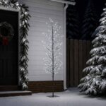 vidaXL Vianočná mikro breza Čierna 180 cm Oceľ 459 LED