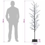 vidaXL Vianočná mikro breza Čierna 180 cm Oceľ 459 LED – Obrázok 7