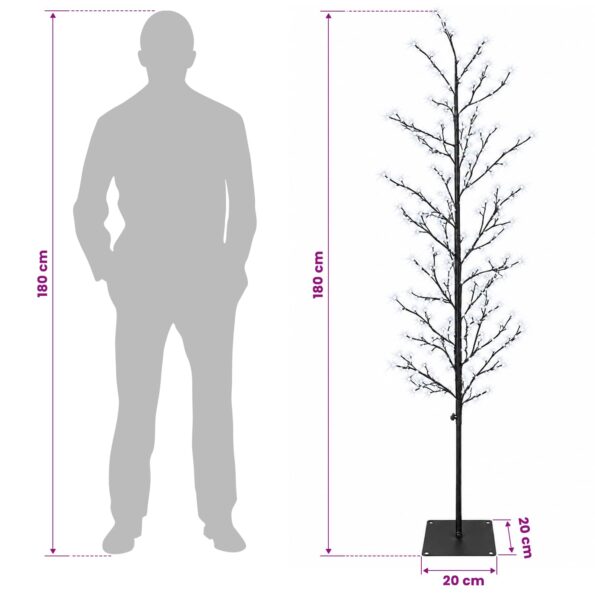 vidaXL Vianočná mikro breza Čierna 180 cm Oceľ 459 LED – Obrázok 7