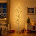 vidaXL Vianočná mikro breza Čierna 240 cm Oceľ 675 LED