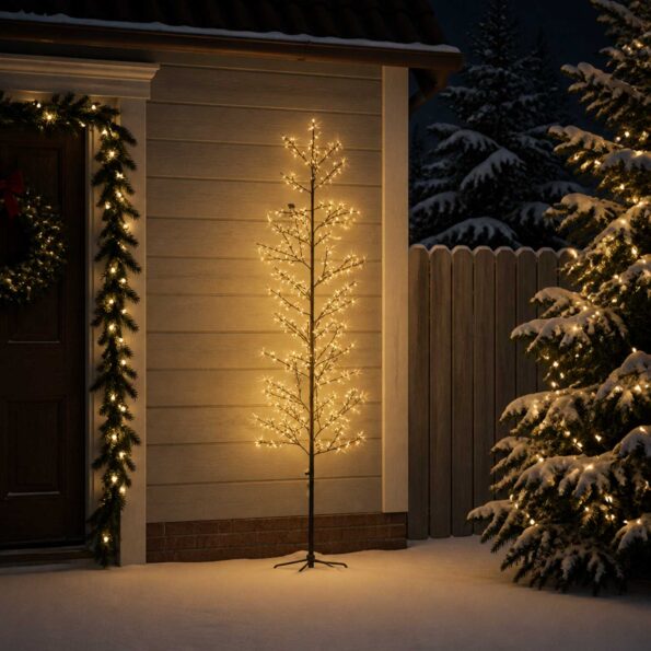 vidaXL Vianočná mikro breza Čierna 240 cm Oceľ 675 LED – Obrázok 3