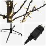 vidaXL Vianočná mikro breza Čierna 240 cm Oceľ 675 LED – Obrázok 5