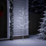 vidaXL Vianočná mikro breza Biela 120 cm Oceľ 279 LED