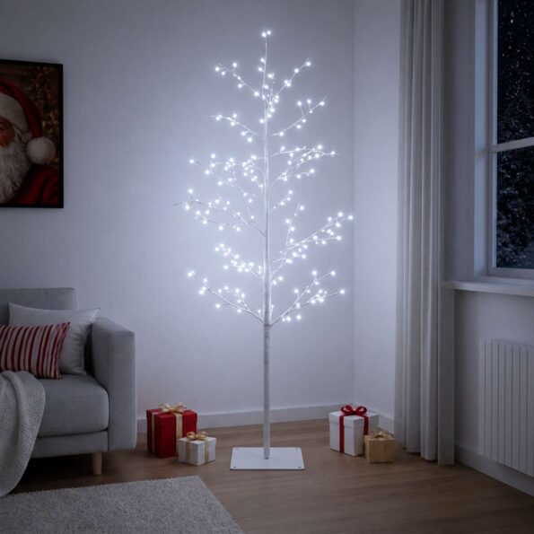 vidaXL Vianočná mikro breza Biela 120 cm Oceľ 279 LED – Obrázok 3