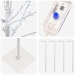 vidaXL Vianočná mikro breza Biela 120 cm Oceľ 279 LED – Obrázok 5