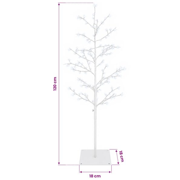 vidaXL Vianočná mikro breza Biela 120 cm Oceľ 279 LED – Obrázok 7