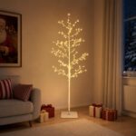 vidaXL Vianočná mikro breza Biela 150 cm Oceľ 360 LED