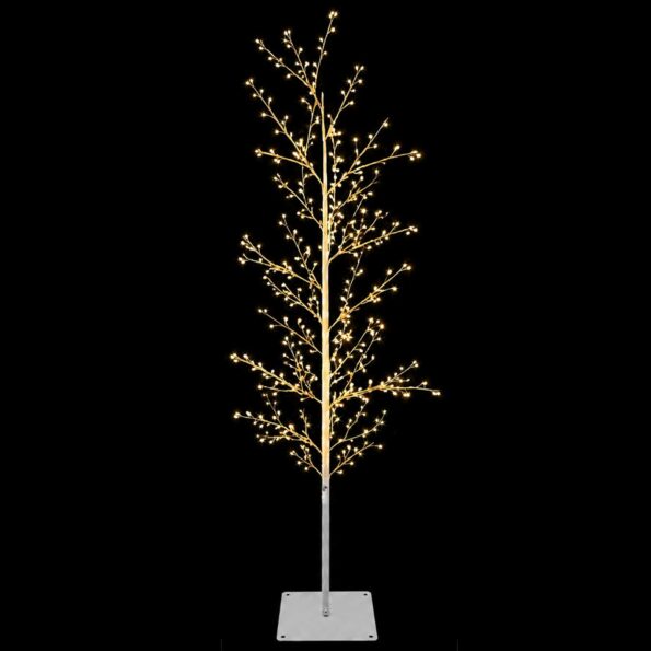 vidaXL Vianočná mikro breza Biela 150 cm Oceľ 360 LED – Obrázok 4