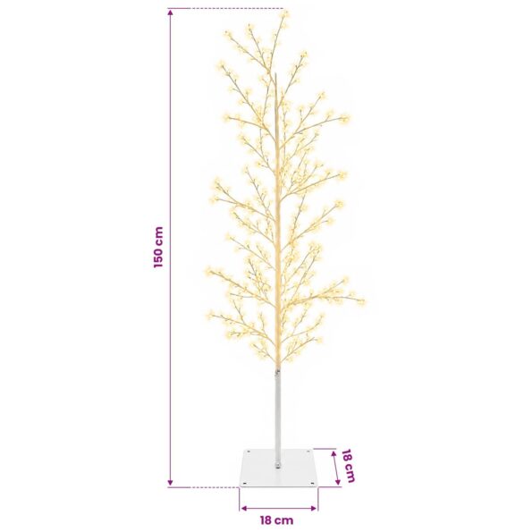 vidaXL Vianočná mikro breza Biela 150 cm Oceľ 360 LED – Obrázok 7