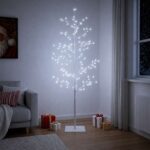 vidaXL Vianočná mikro breza Biela 150 cm Oceľ 360 LED – Obrázok 3