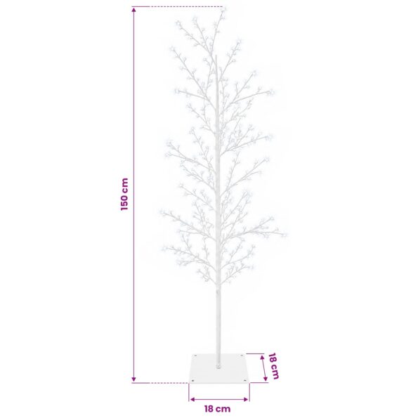 vidaXL Vianočná mikro breza Biela 150 cm Oceľ 360 LED – Obrázok 7