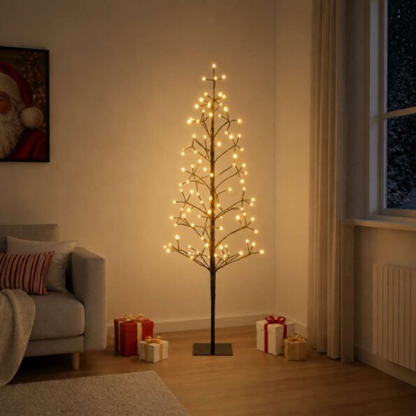 vidaXL LED vianočný stromček Čierna 18 x 18 x 120 cm Oceľ 140 LED – Obrázok 3