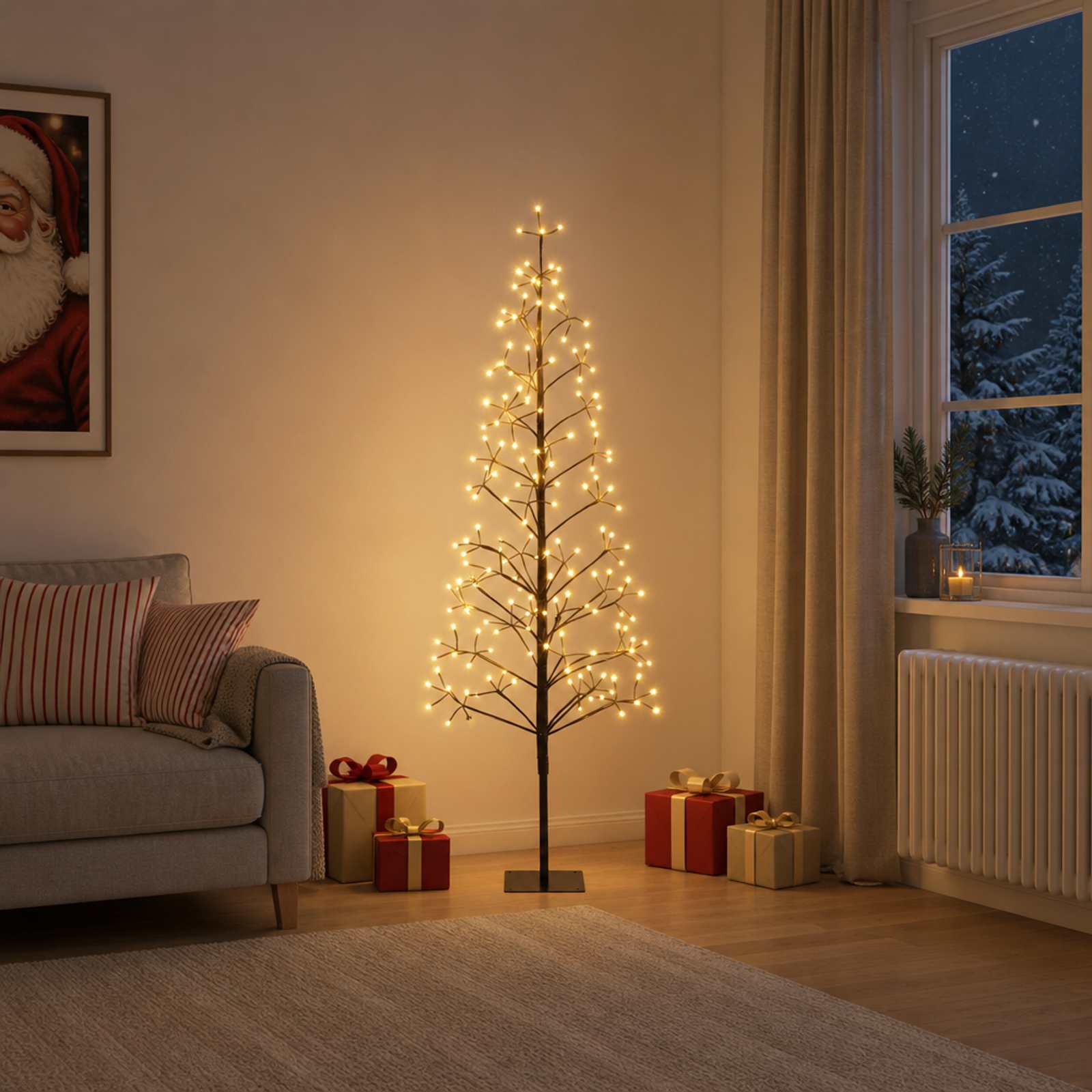 42055307_1.jpg vidaXL LED vianočný stromček Čierna 150 cm Oceľ 164 LED – Obrázok 1