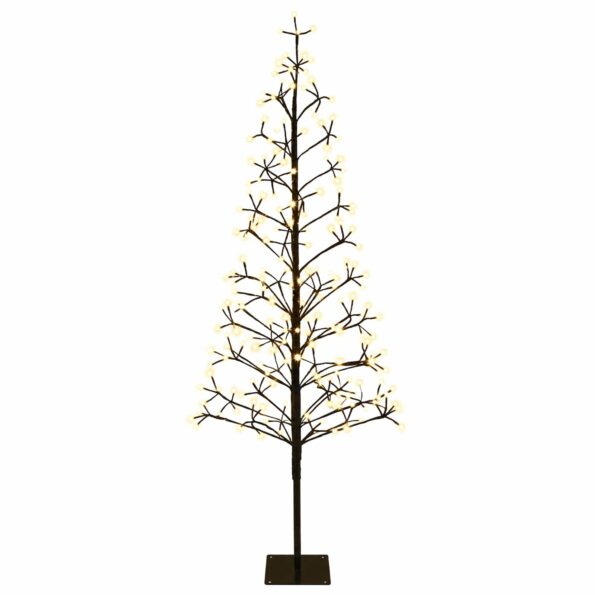 vidaXL LED vianočný stromček Čierna 20 x 20 x 180 cm Oceľ 196 LED – Obrázok 2