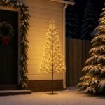 vidaXL LED vianočný stromček Čierna 20 x 20 x 180 cm Oceľ 196 LED – Obrázok 3