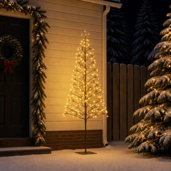vidaXL LED vianočný stromček Čierna 20 x 20 x 180 cm Oceľ 196 LED – Obrázok 3